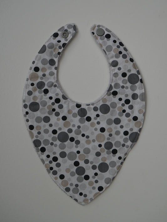 Babero bandana · Burbujitas crudo y gris