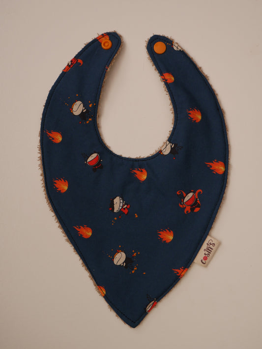 Babero bandana · Azul con diablillos